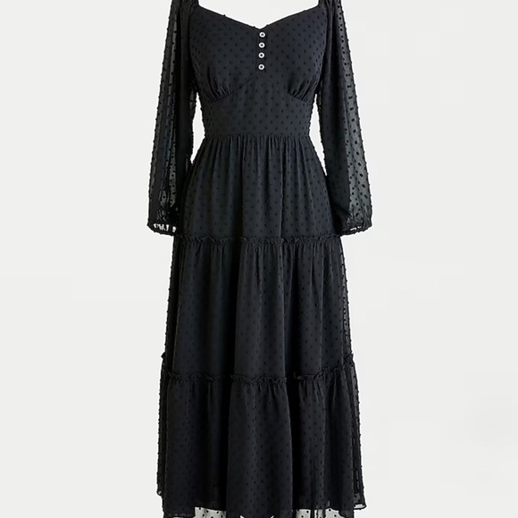 J. Crew Dresses & Skirts - J. Crew Tiered long-sleeve midi dress in swiss dot (Never Worn)